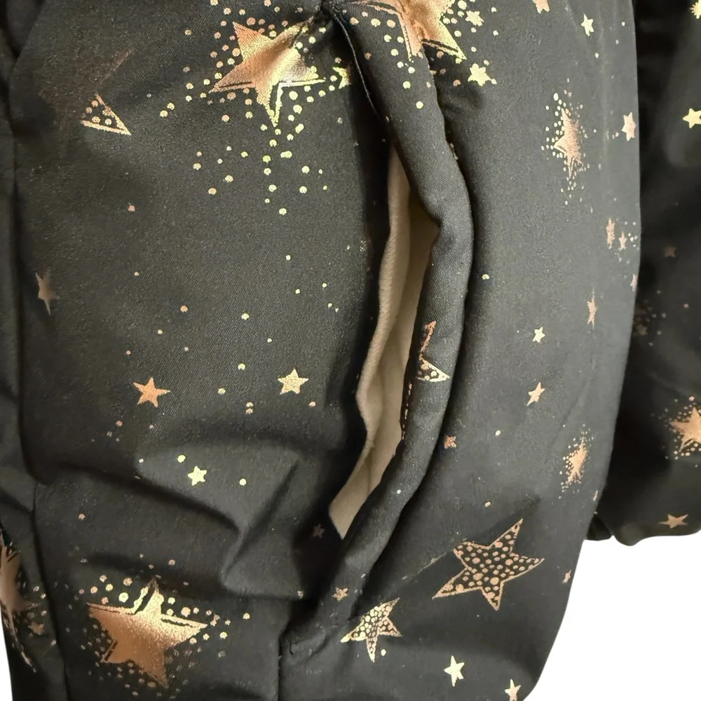 Girls ZeroXposur Heavyweight Winter Puffer Coat Starry Night Sz 14/16 Black Gold
